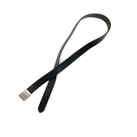 Coach Belt Lizard Textured Leather Black Silver 38 - Picture 2 of 8